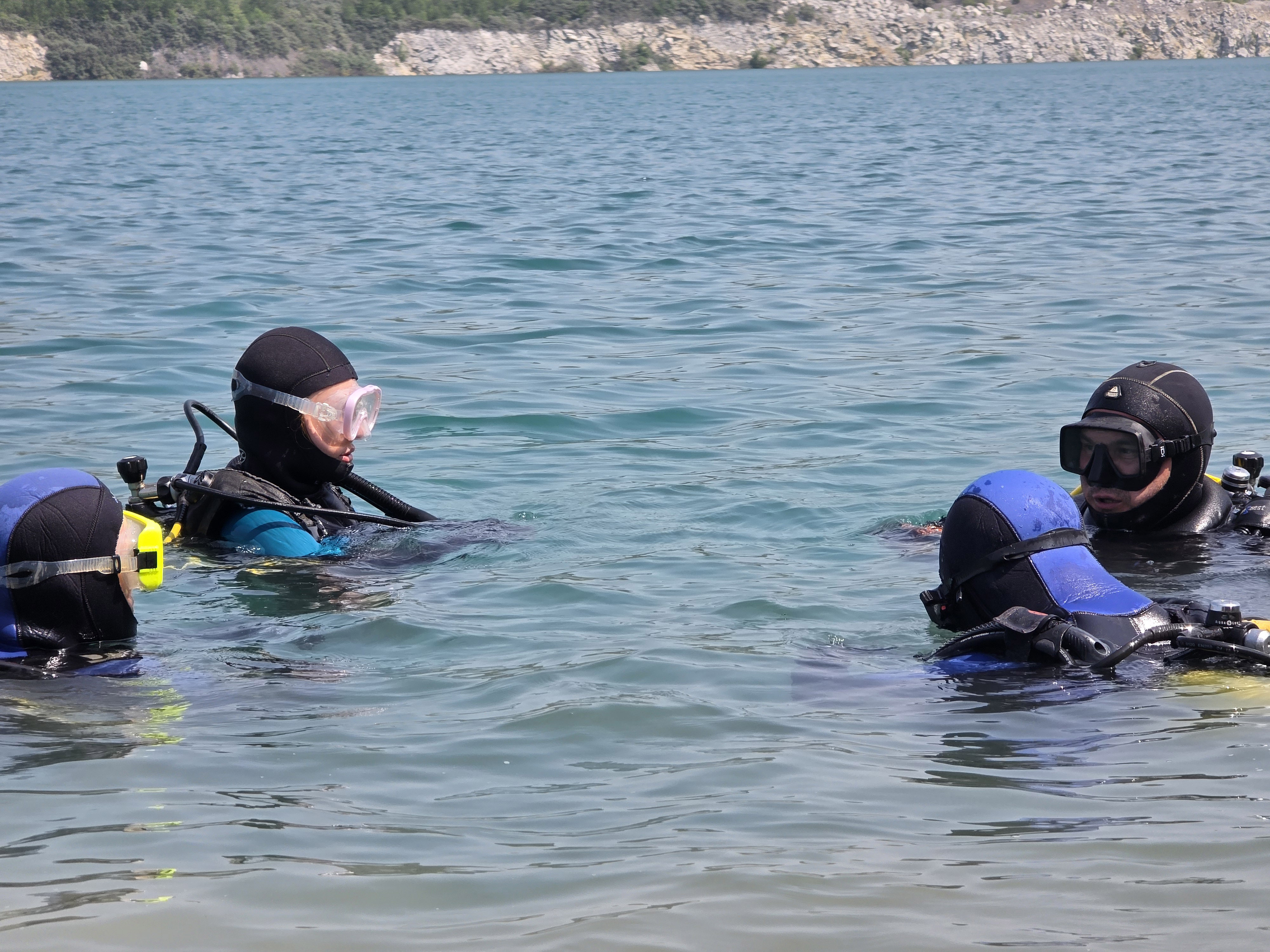 Дайверы на поверхности воды Дайверы на поверхности воды